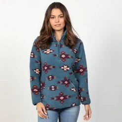 Wrangler Retro Carolina Blue Aztec Pullover