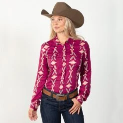 Roper Pink Geometric Print Top