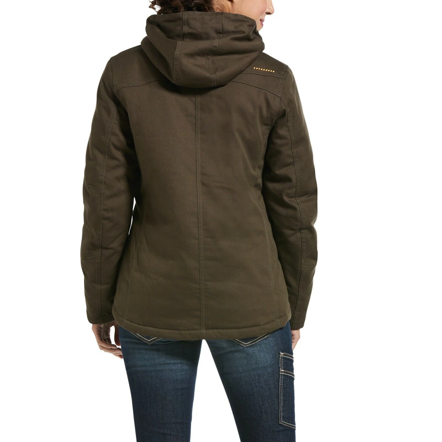 Ariat® Ladies Rebar™ DuraCanvas Insulated Brown Hooded Jacket 10032918 - Image 3