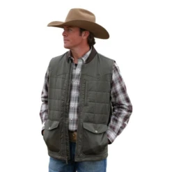Cinch® Men's Western Wax CoatedBrown Zip Up Vest DWV2012001